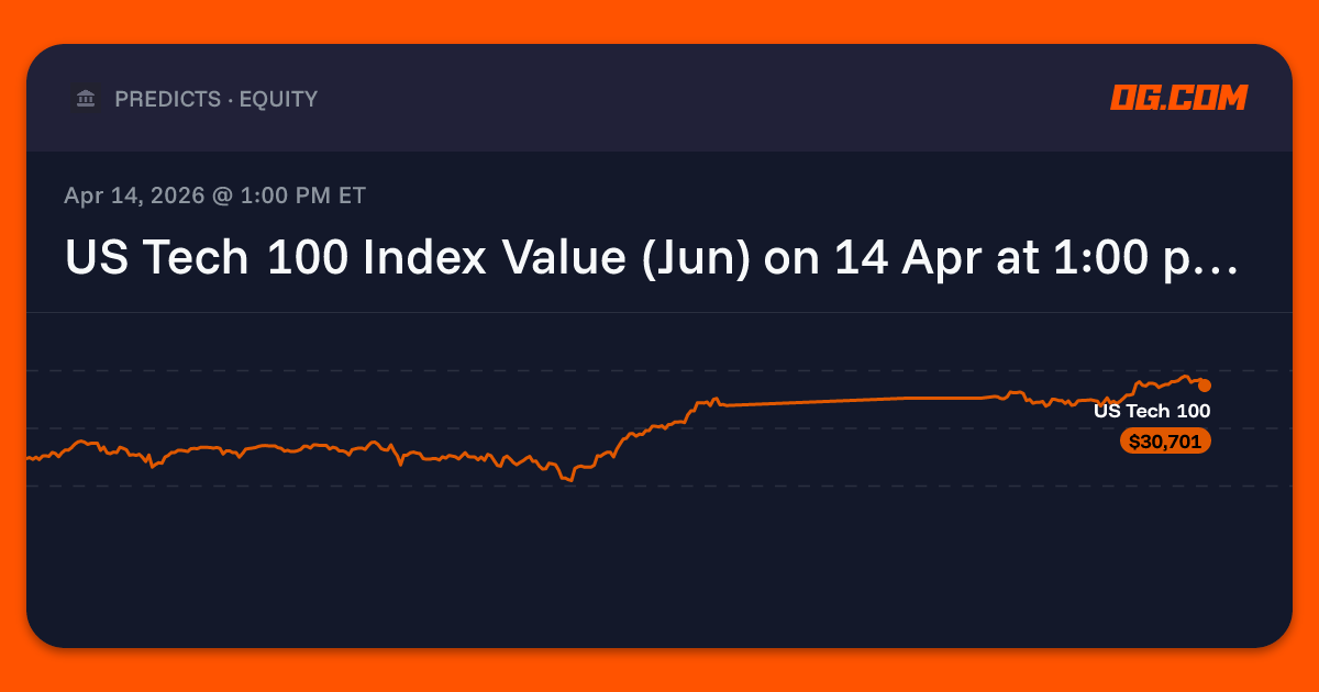 US Tech 100 Index Value (Jun) on 14 Apr at 1:00 pm ET Prediction & Odds ...